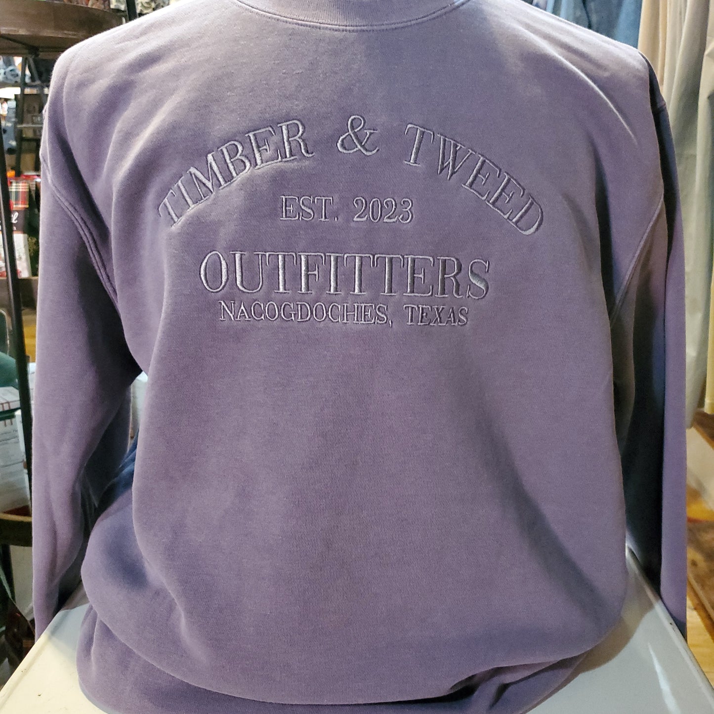Timber and Tweed Embroidered Sweatshirt in Purple | TTO