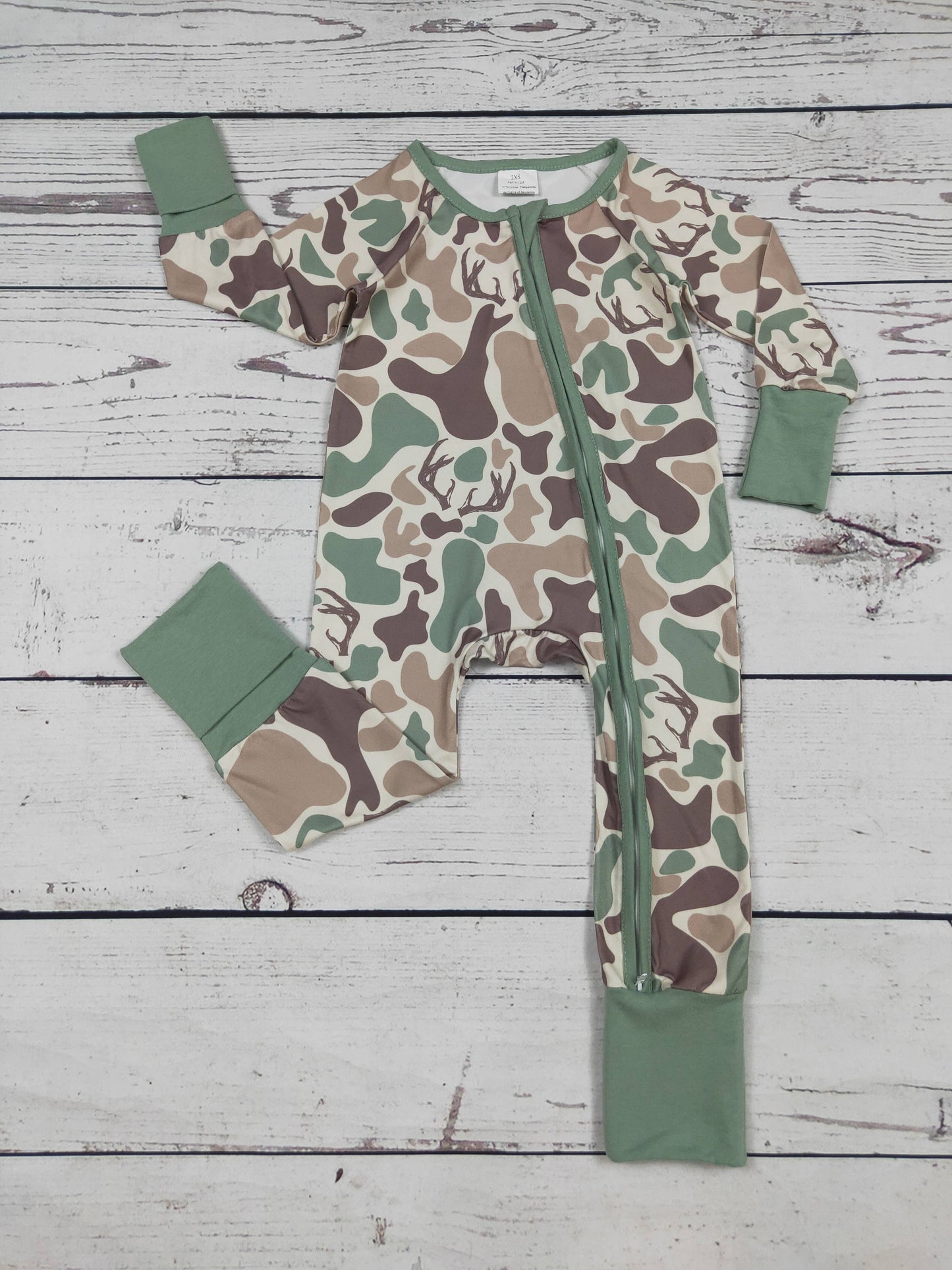 Baby Boy Deer Print Zip Romper | SK