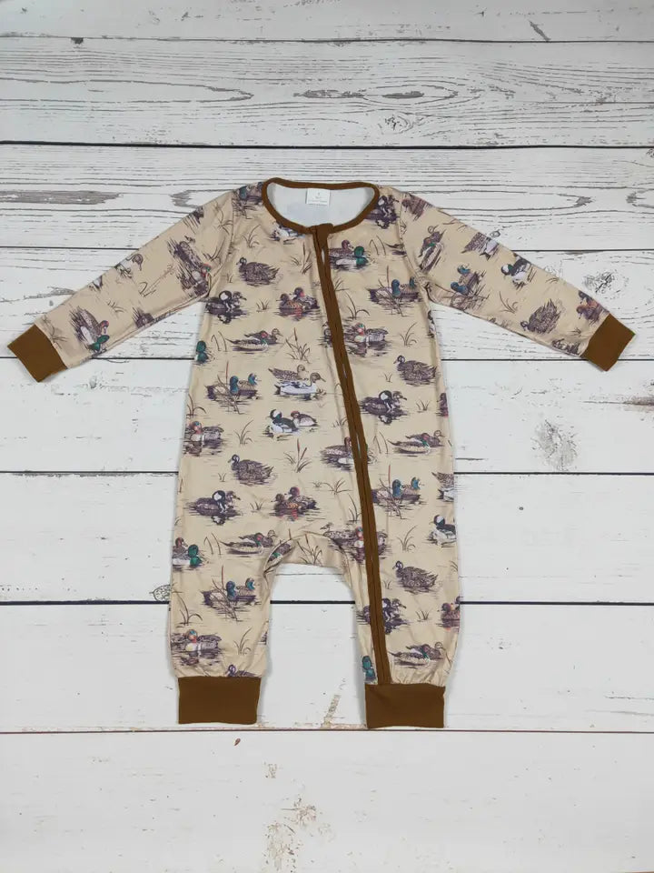 Baby Duck Printed Zipper Romper | SK
