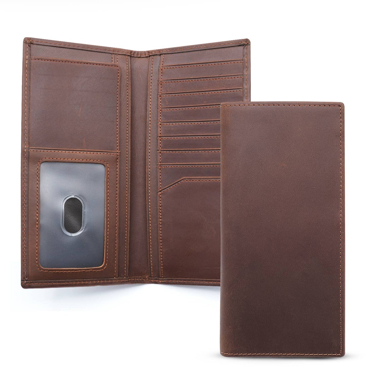 Leather Bifold Wallet Long in Brown| American Leather