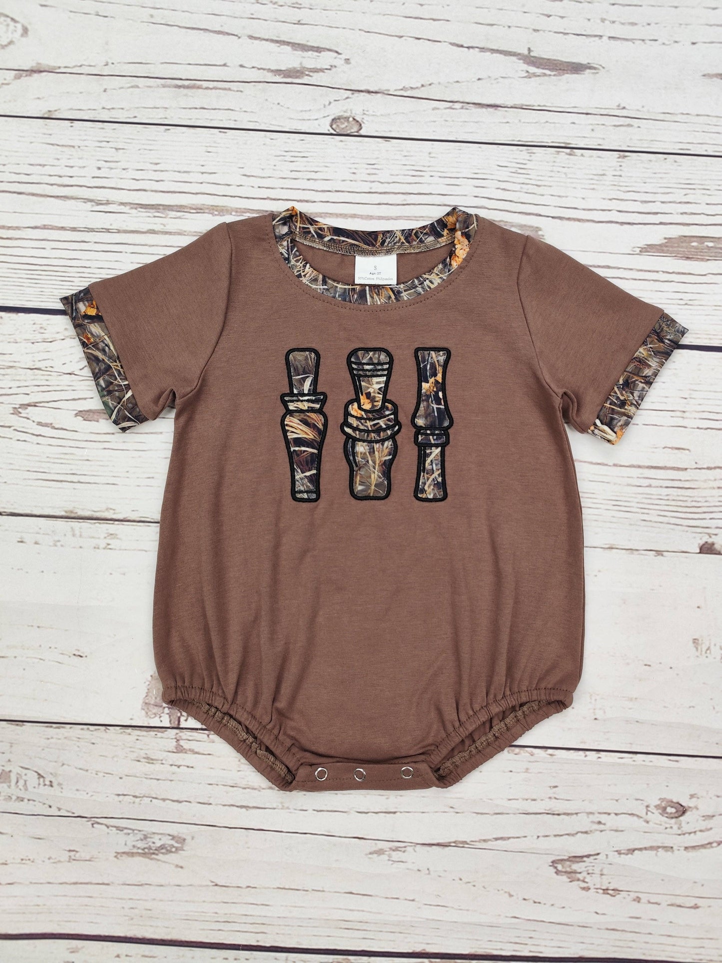 Camouflage Duck Call Appliqué Baby Bubble