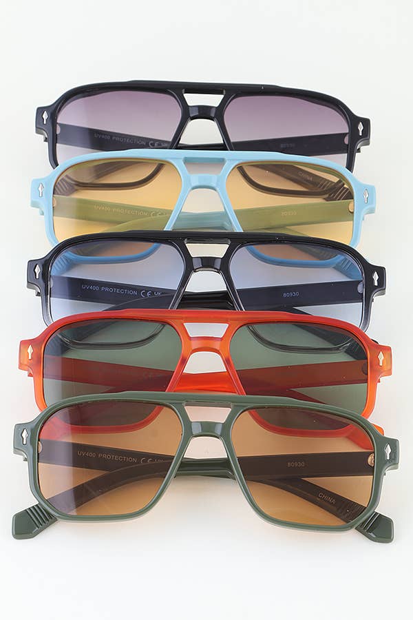 Retro Block Aviator Sunglasses: MULTICOLOR