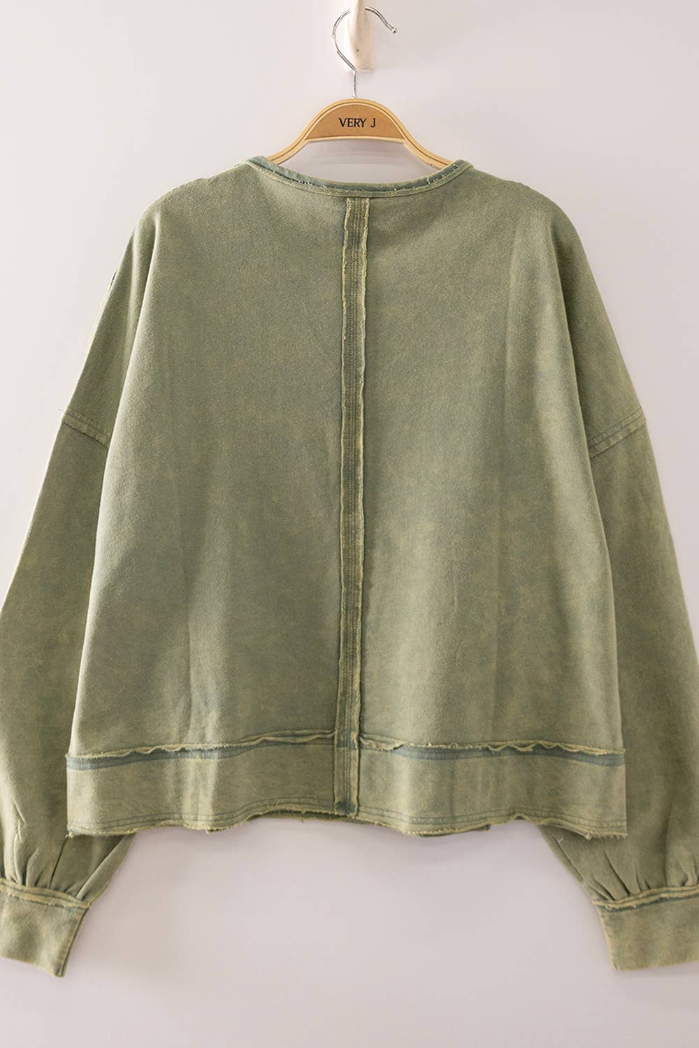 Washed Raw Edge Top in Sage