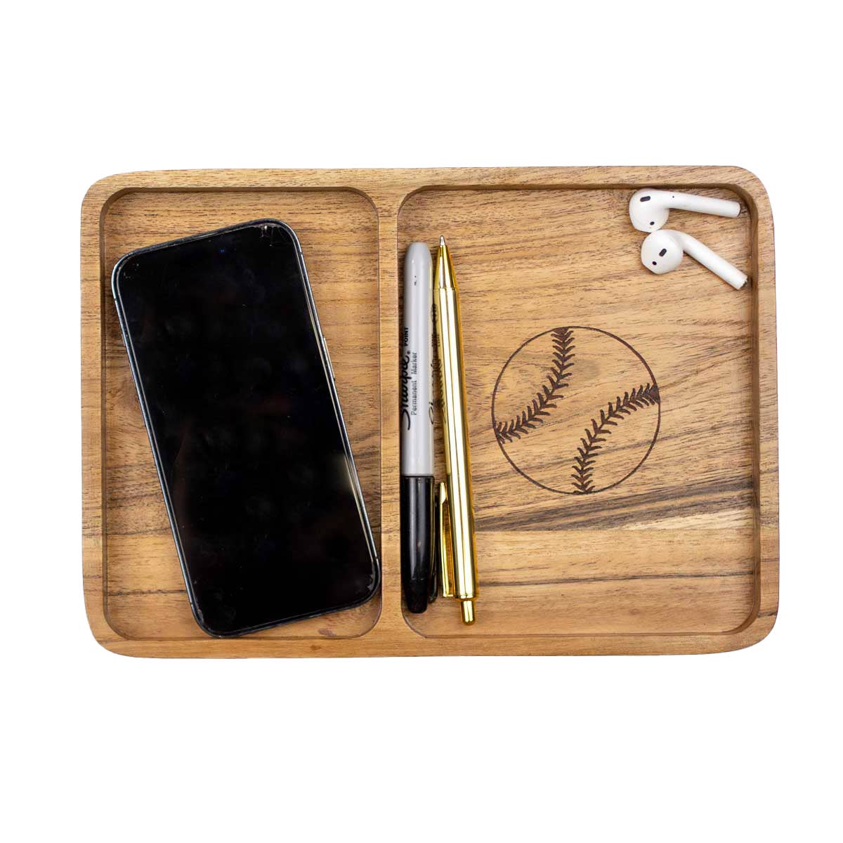 Baseball Etched Wood Valet Tray | The Royal Standard