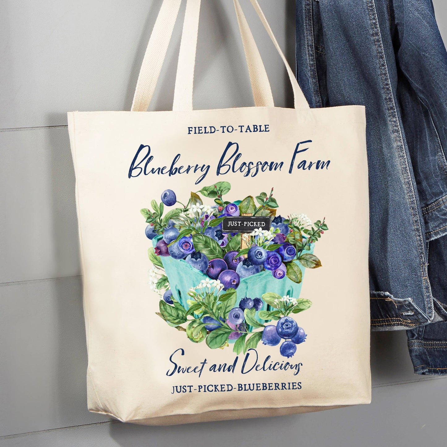 Blueberry Country Farm Fruit 12 oz Canvas Tote Bag