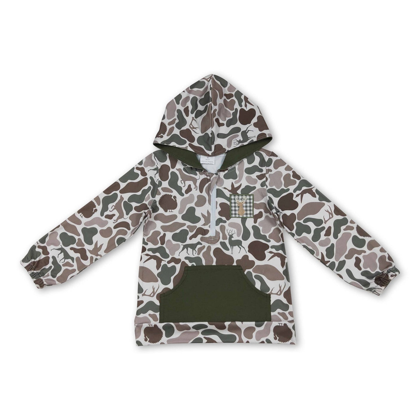 Youth Duck Print Youth Quarter-Zip Hooded Pullover