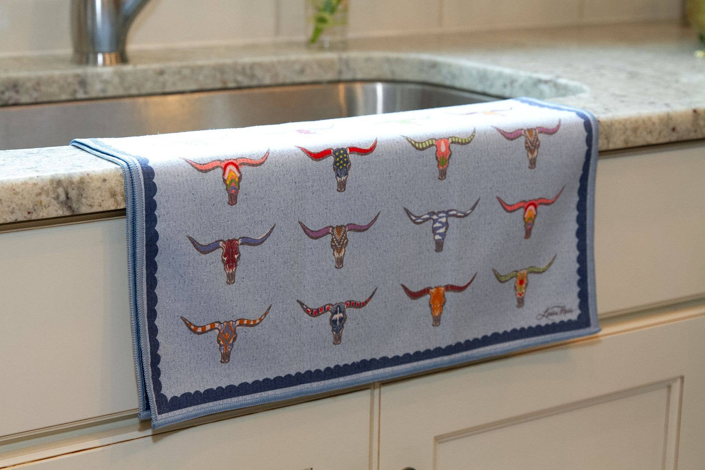 Double Sided Longhorn Tea Towel