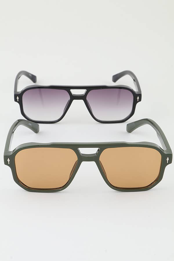 Retro Block Aviator Sunglasses: MULTICOLOR