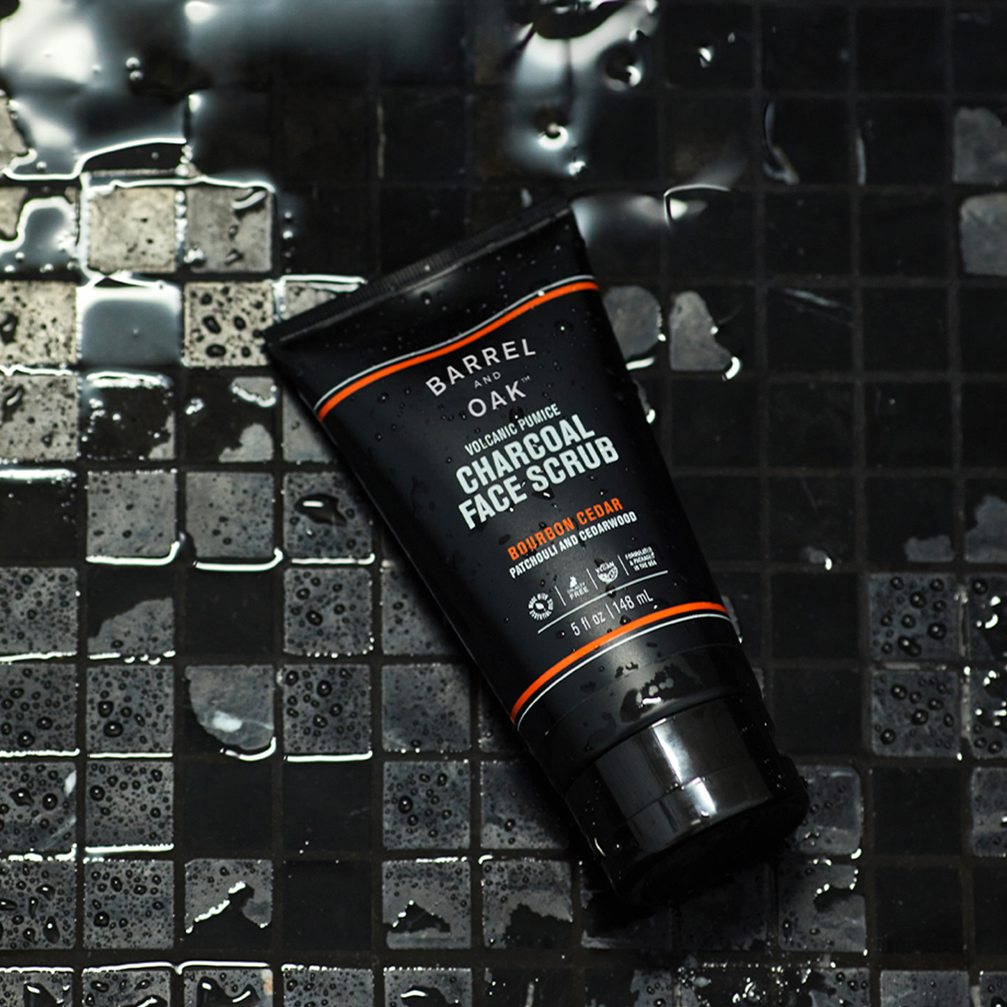 Volcanic Pumice & Charcoal Face Scrub in Bourbon Cedar| Barrel and Oak