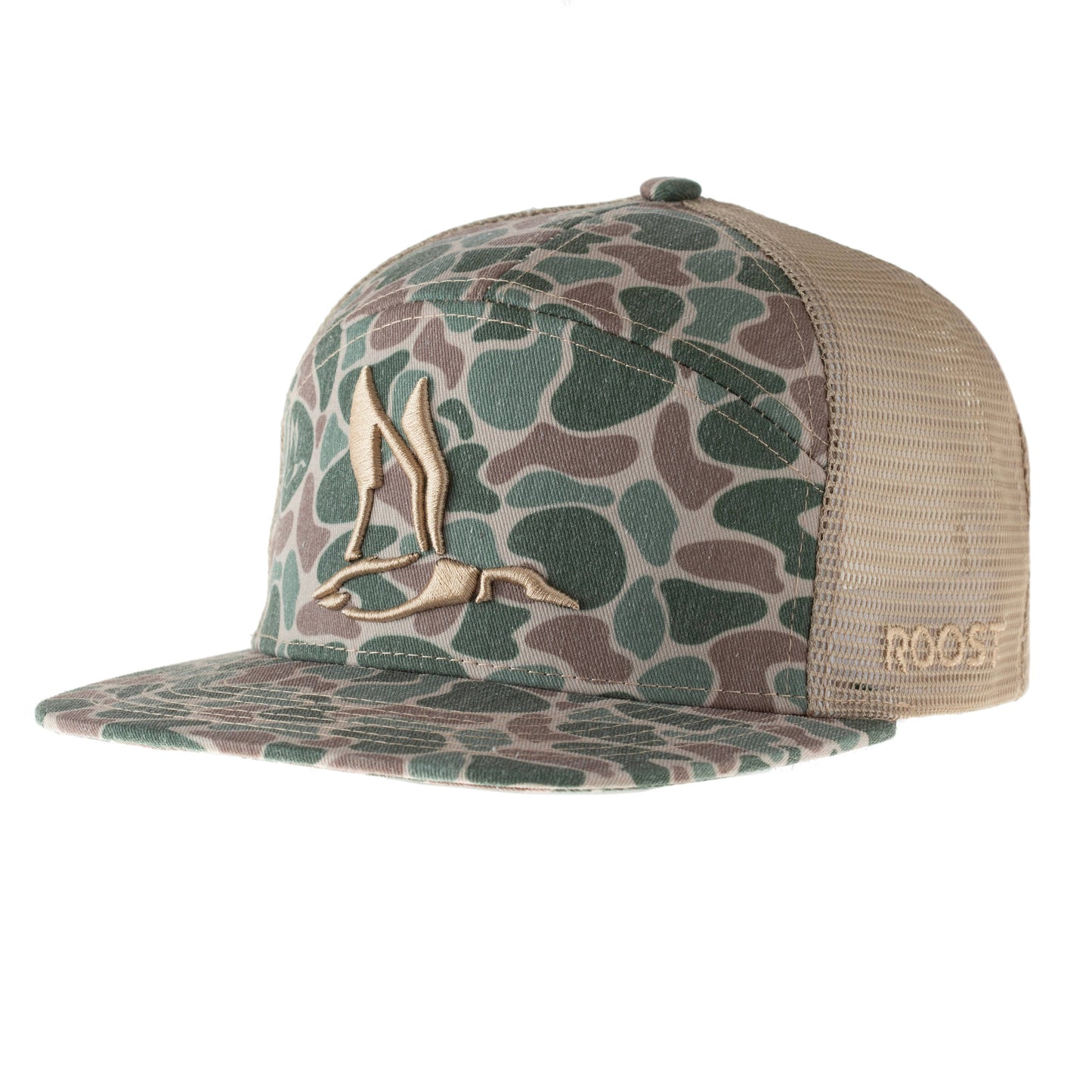 Roost Front Camo 3D Puff Icon Hat (RH-R-11): Camo/Tan