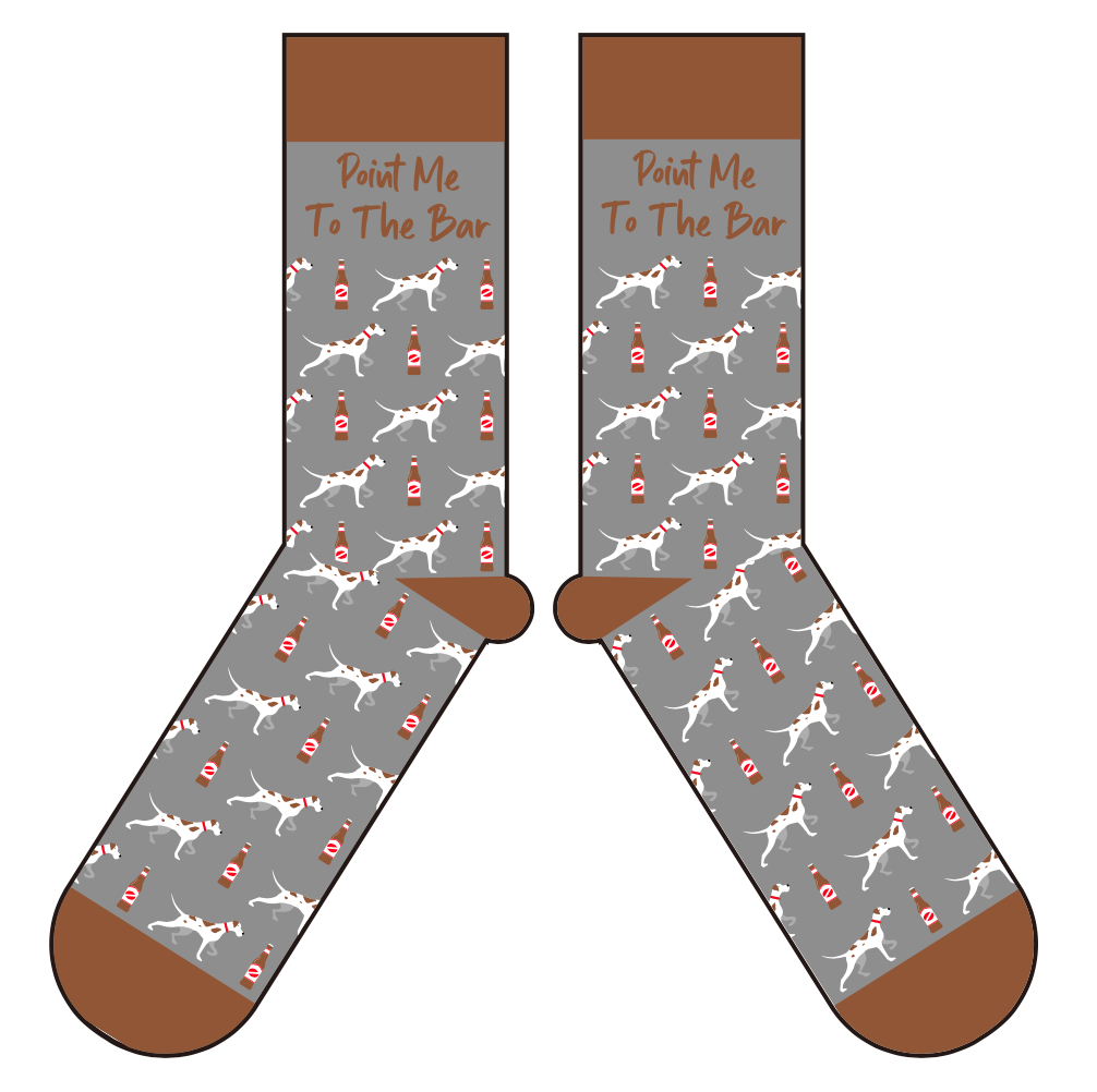 Point Me To The Bar Drinking Dog Pointer Dog Socks