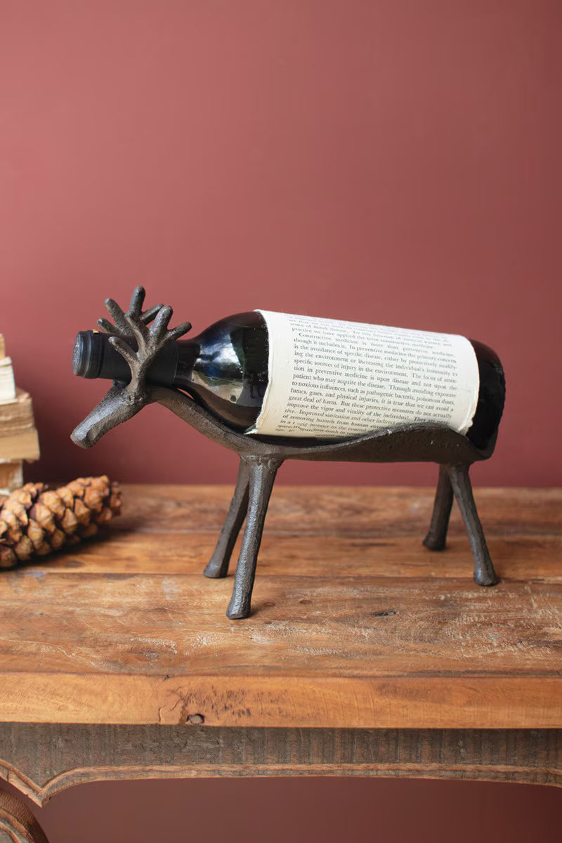 Cast Iron Deer Wine Bottle Holder