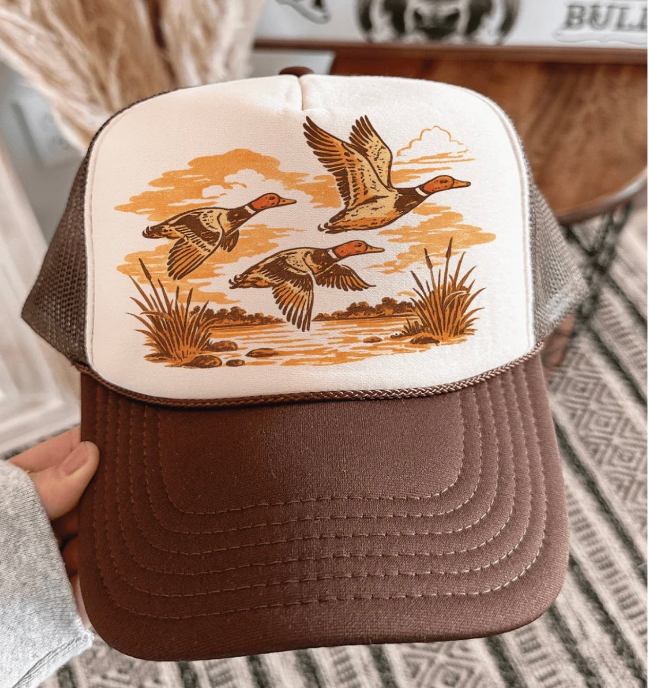 Autumn Marsh Flight - Otto Foam Trucker Hat - Brown Tan