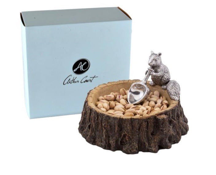 STANDING SQUIRREL NUT BOWL WITH ACORN SCOOP
