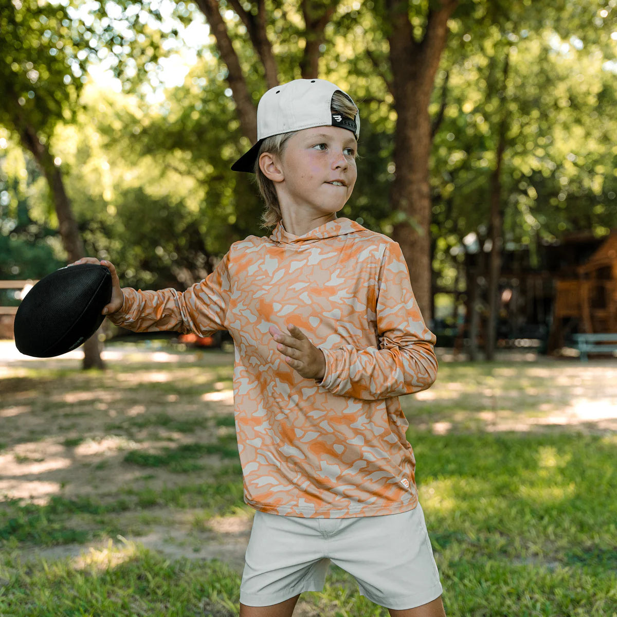 Youth Performance Hoodie in Orange Texas Camo | Burlebo