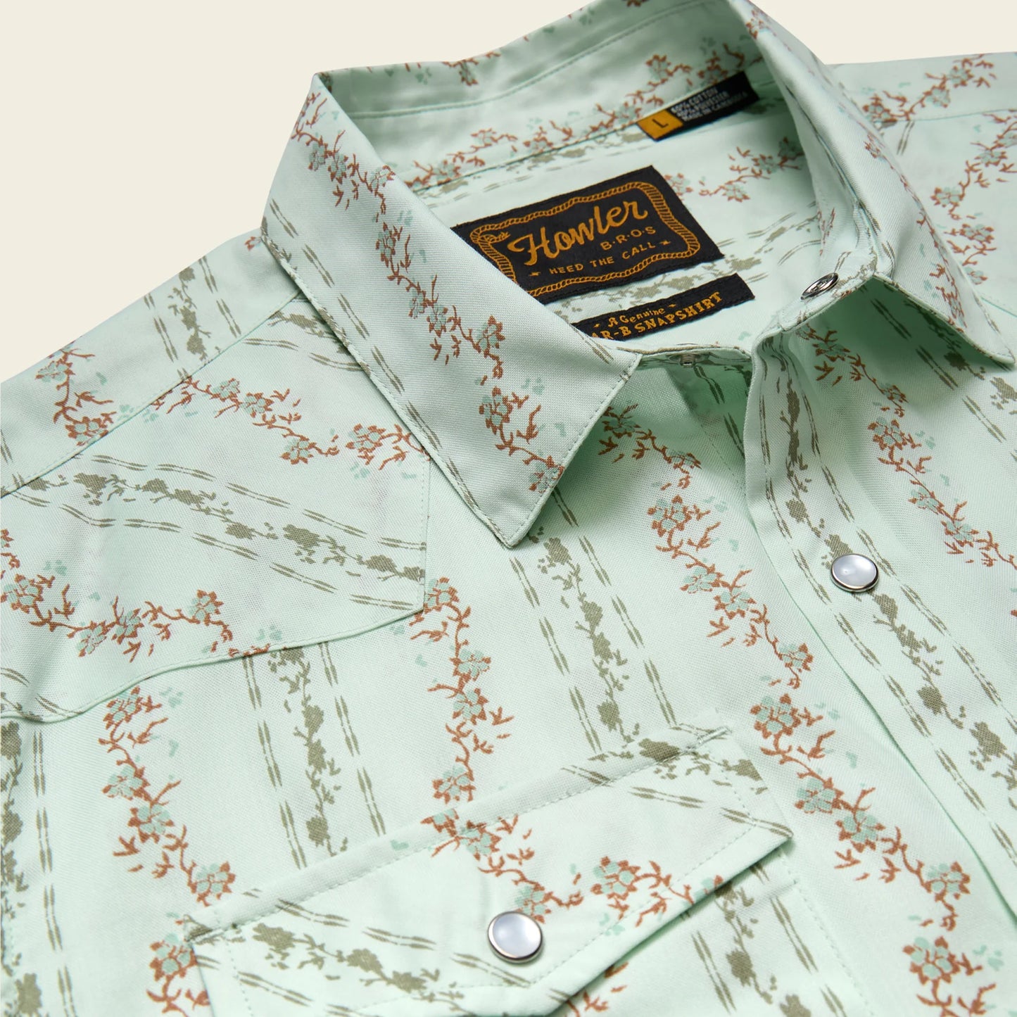 H Bar B Snapshirt : Hibiscus Ribbons : Mint | Howler Bros