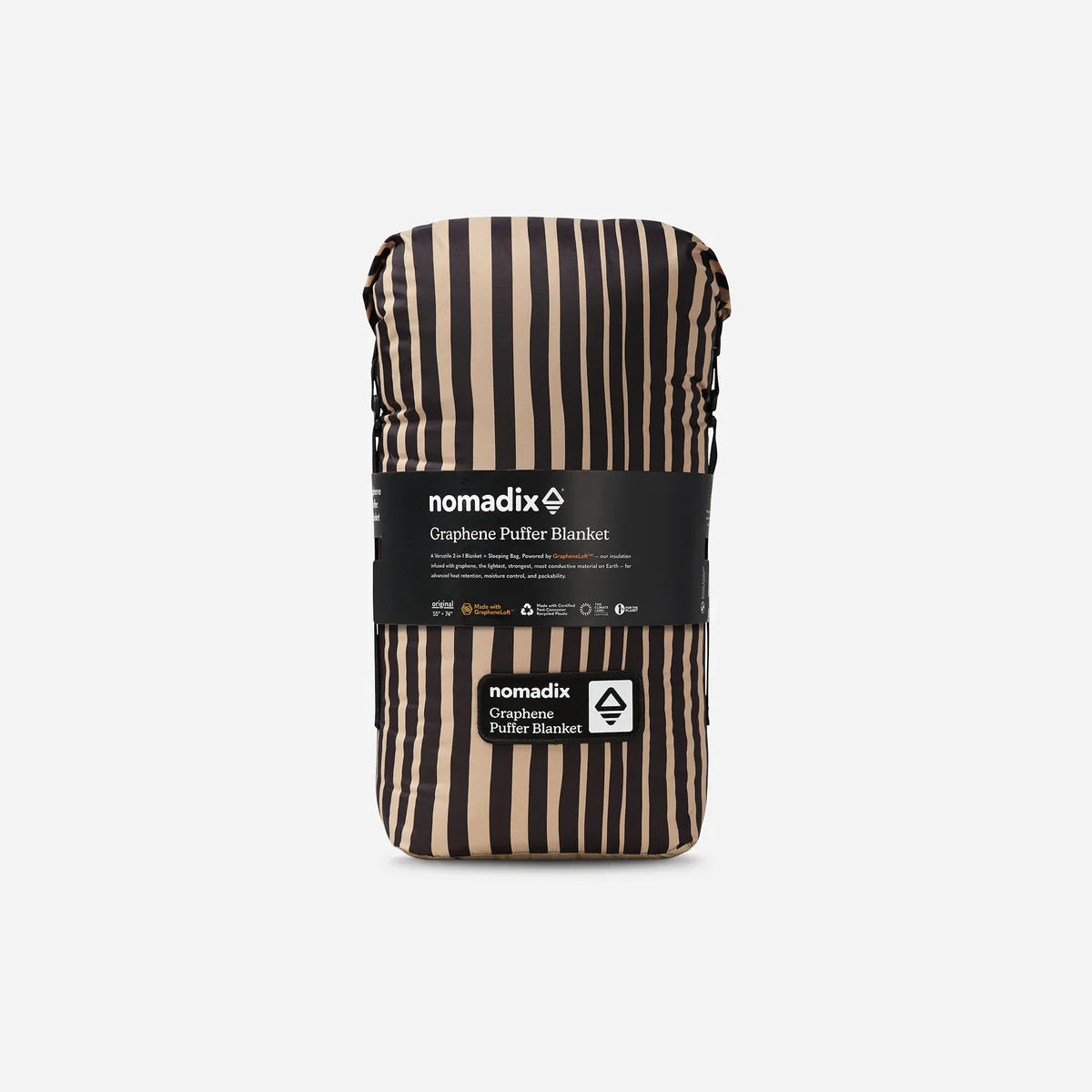 Puffer Blanket in Heritage Stripe Black and Tan | Nomadix