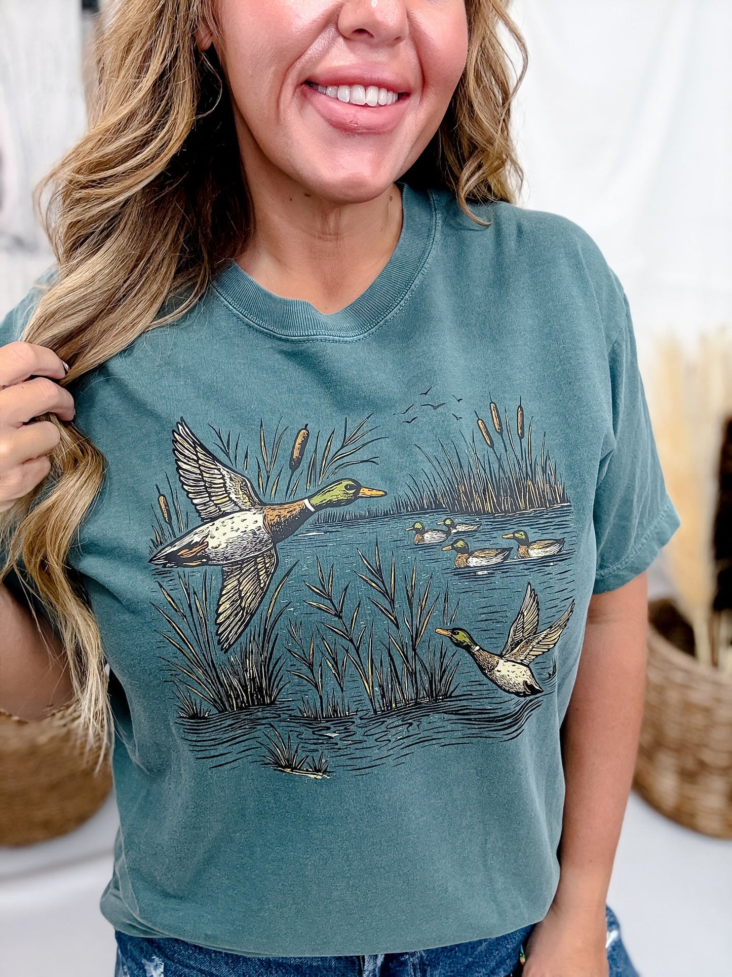 Flying Mallards T-Shirt - Blue Spruce