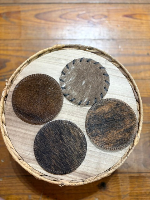 Handcrafted Leather Cowhide Coasters | Timber & Tweed Outfitters
