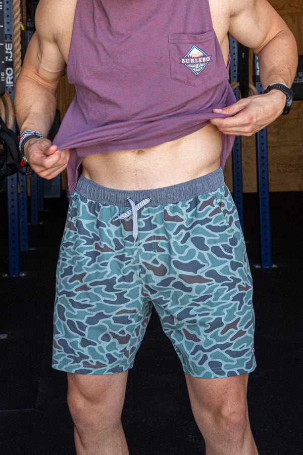 Athletic Shorts Retro Duck Camo with Grey Liner | Burlebo