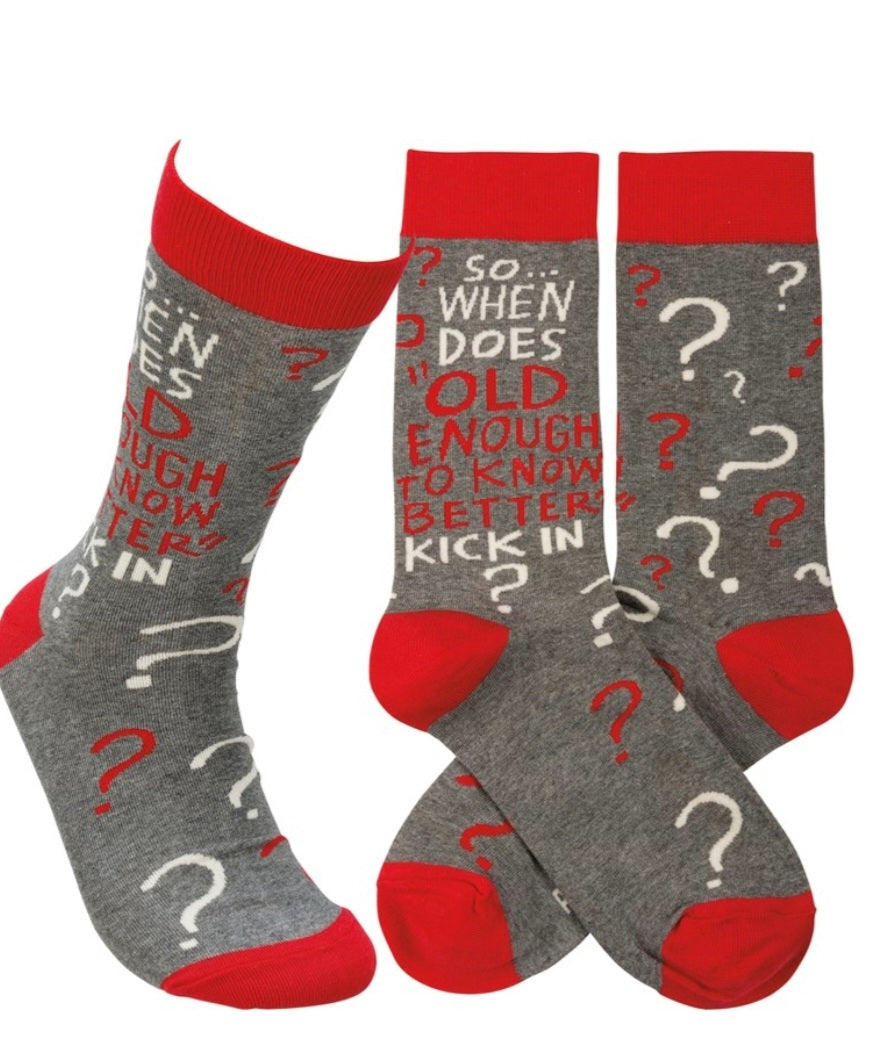 So..When Does Old Enough Kick In? Socks | Primitives by Kathy