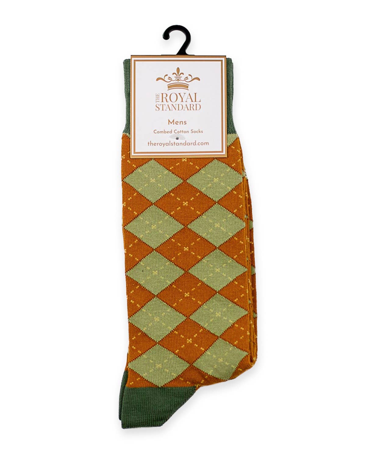 The Royal Standard - Men's Harvest Argyle Socks Sage/Orange One Size