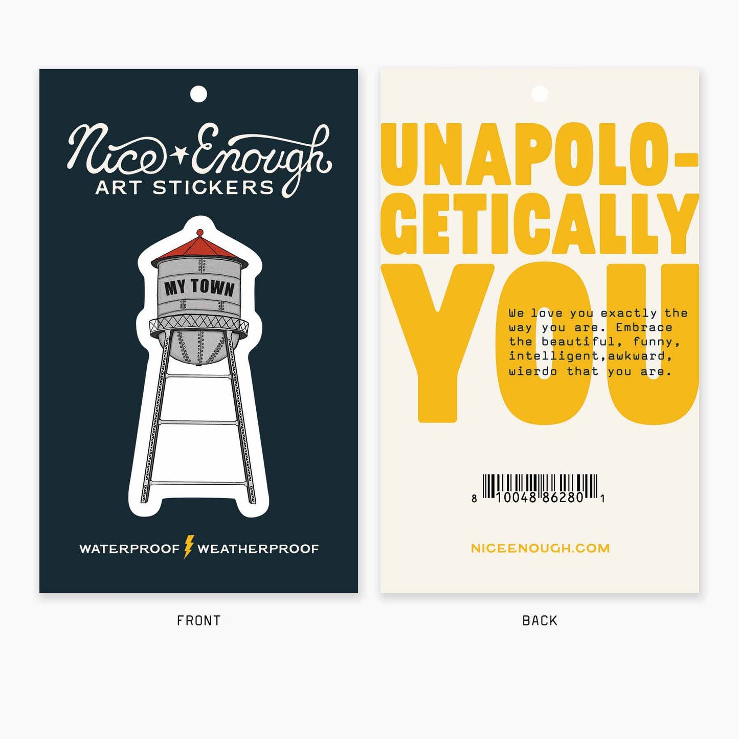 Water Tower - 3" Name Drop Sticker: Barcoded