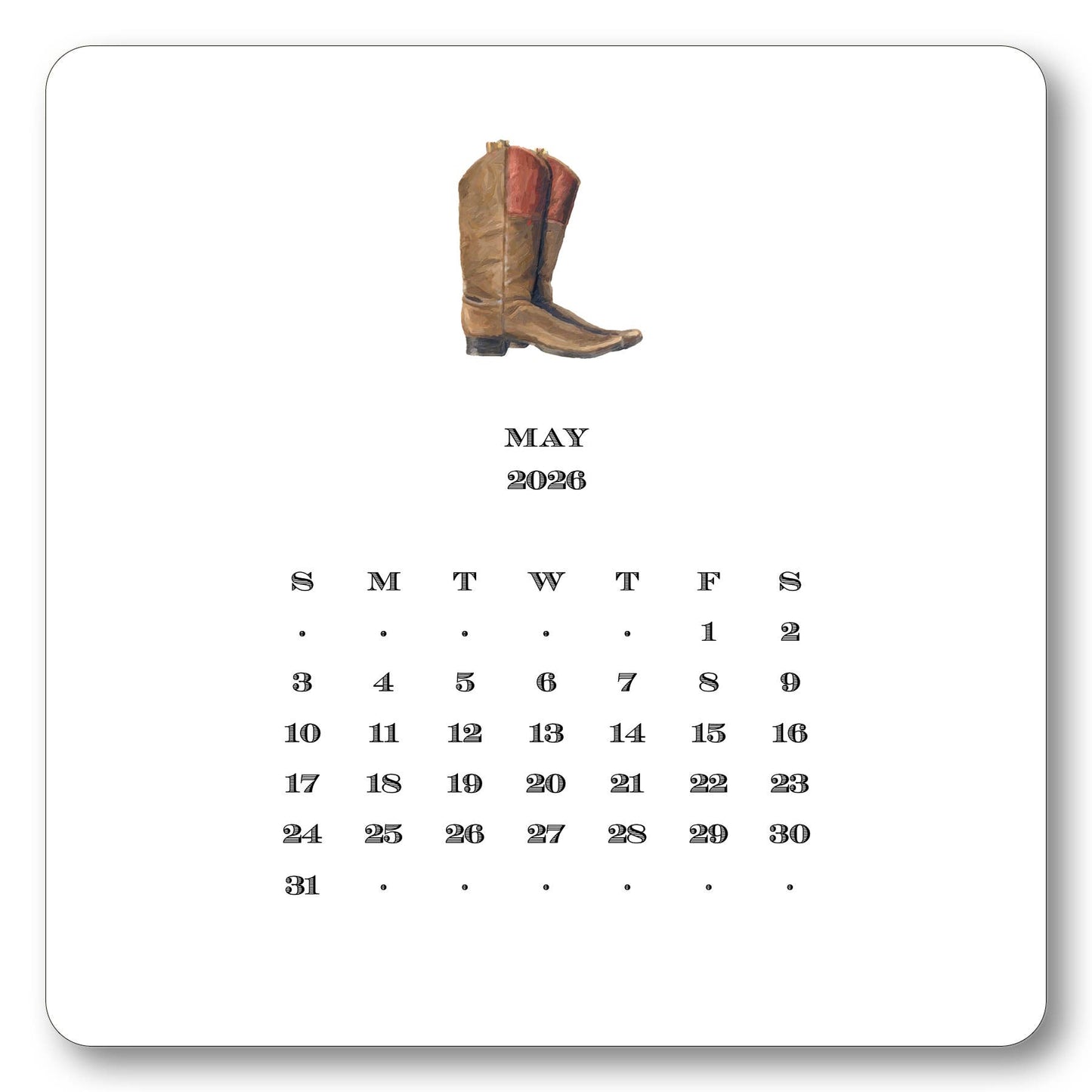 2026 Texas Calendar with Easel : Complete Set