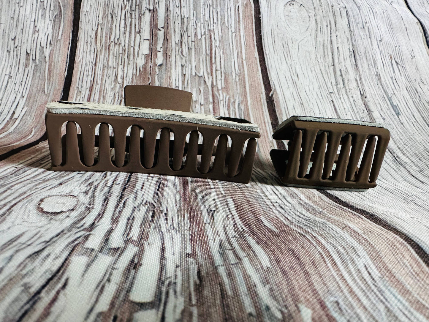 Neutral Cowhide Hair Clips