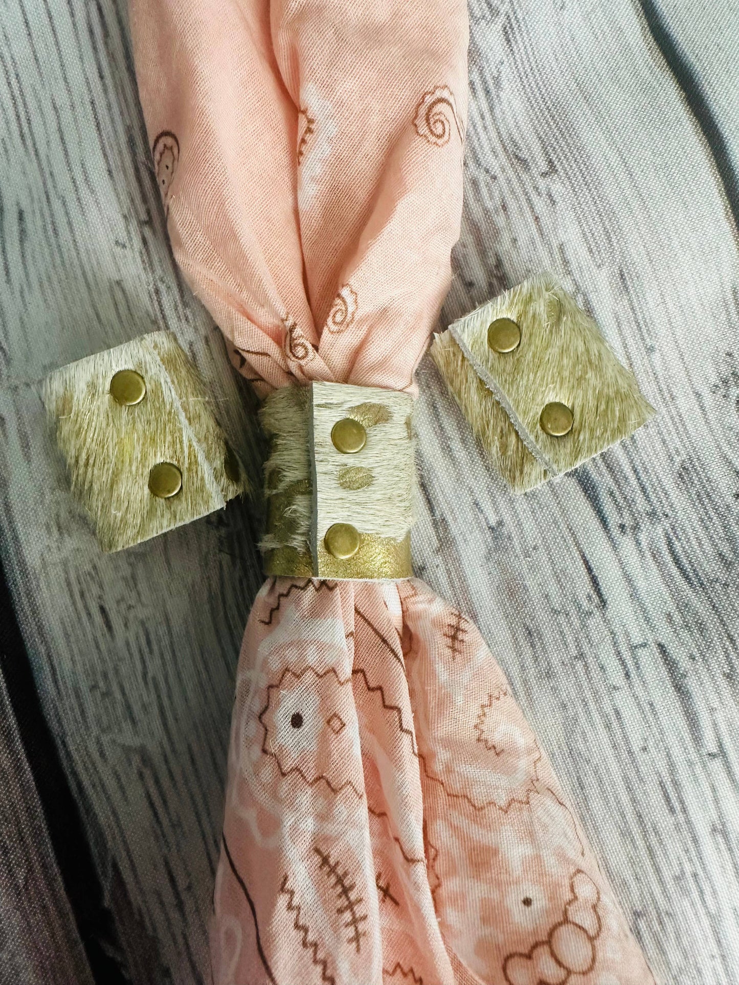 Boot Gold Metallic Cowhide Bandana Slides