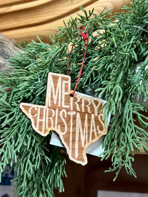Merry Christmas Texas Wood Ornament Souvenir | G Memories