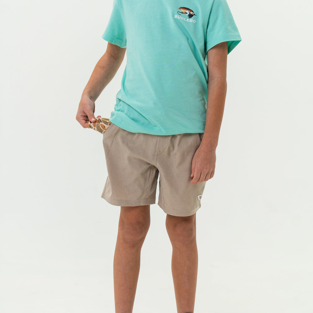 Youth Athletic Short in Heather Khaki w/Venado Camo Liner | Burlebo