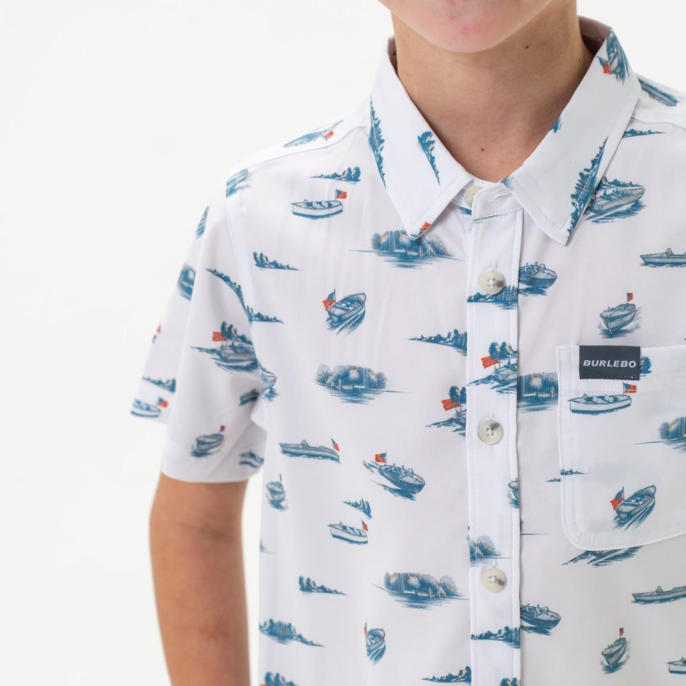 Youth Performance Button Up in Lake Weekend| Burlebo