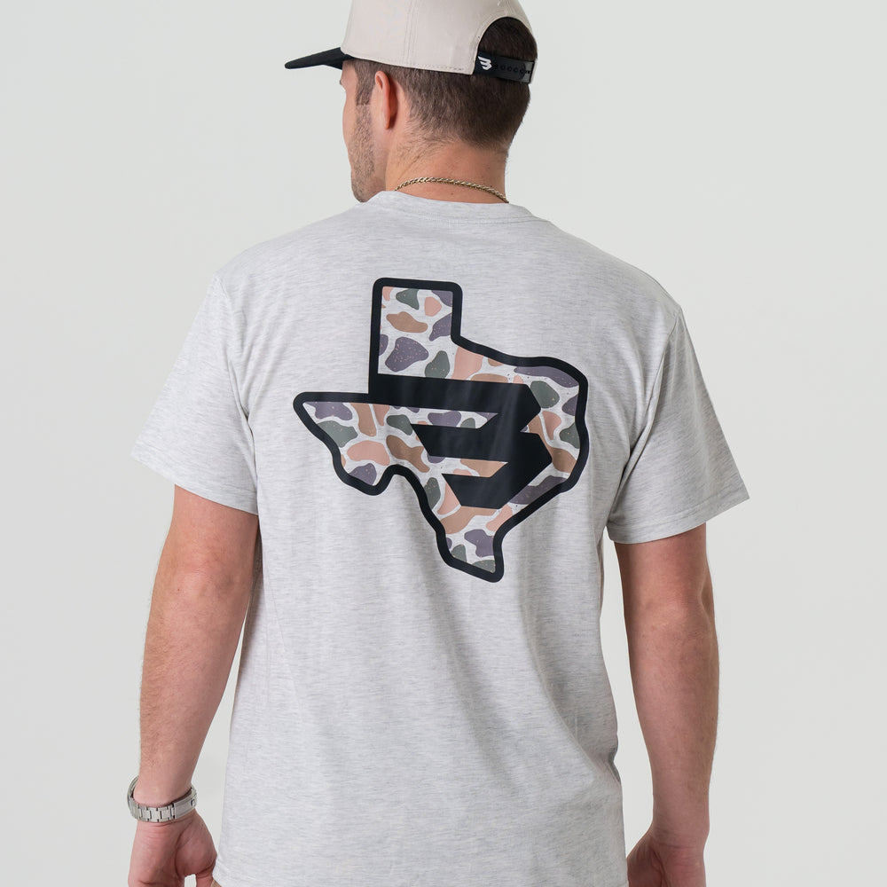 Short Sleeve Texas Flying B in Heather Ash| Burlebo