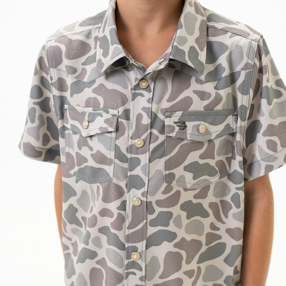 Youth Performance Western Shirt in Classic Deer Camo | Burlebo