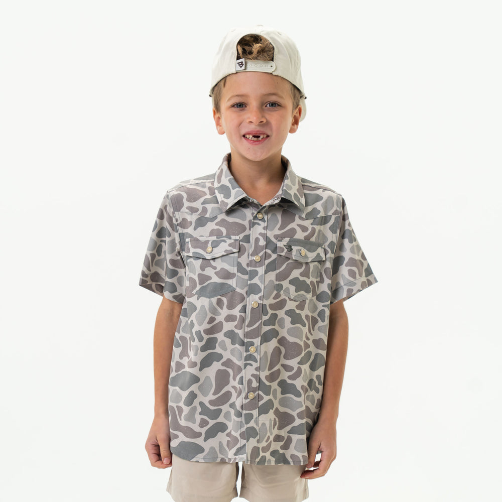 Youth Performance Western Shirt in Classic Deer Camo | Burlebo