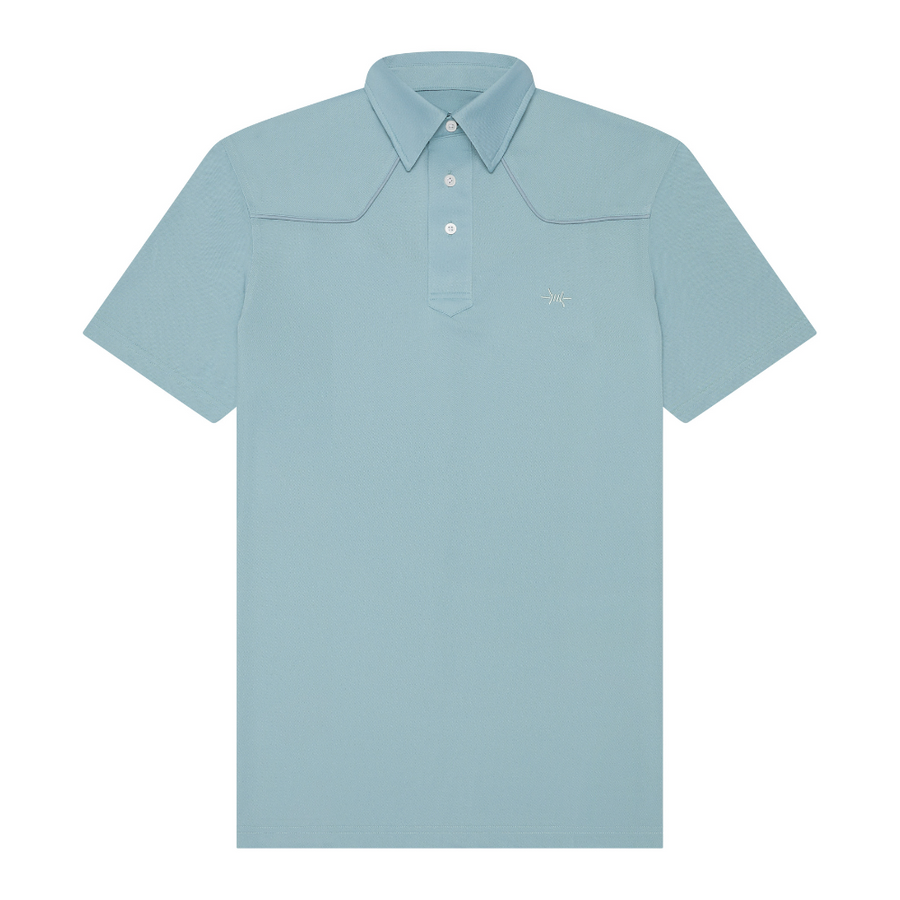 Lariat Western Polo In Bayou Blue| Texas Standard