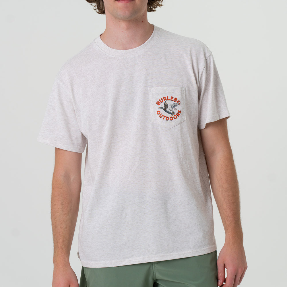 Short Sleeve Old School Duck Hunt in Heather Oatmeal| Burlebo