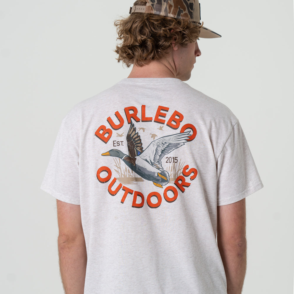 Short Sleeve Old School Duck Hunt in Heather Oatmeal| Burlebo
