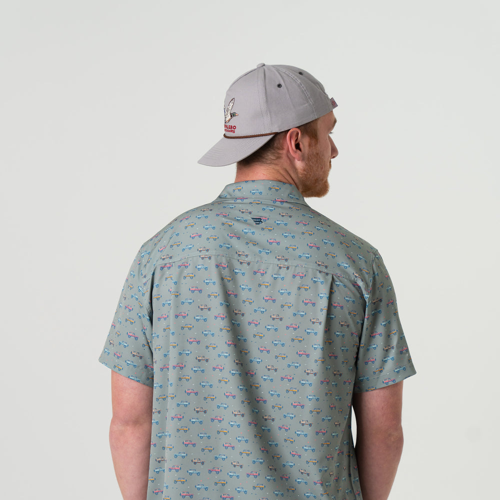Performance Button Up in Vintage Cruiser, Green | Burlebo
