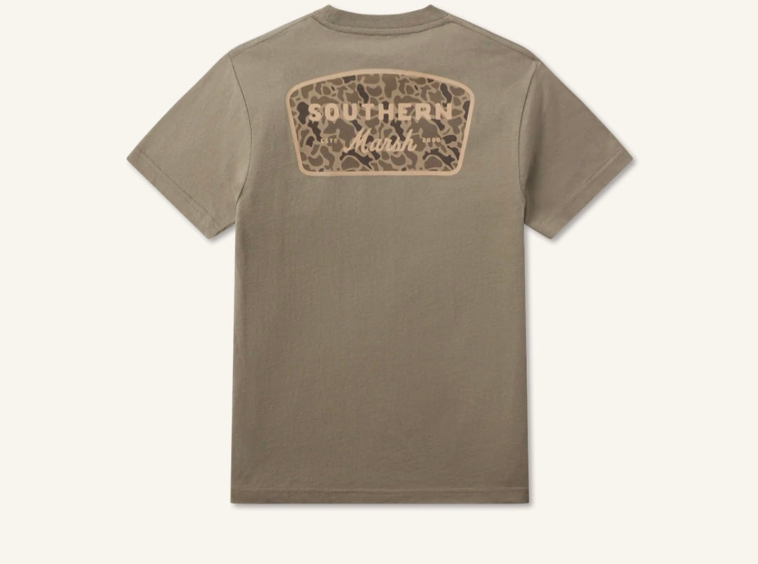 Branding Retro Camo T-Shirt in Stonewall Olive| Southern Marsh
