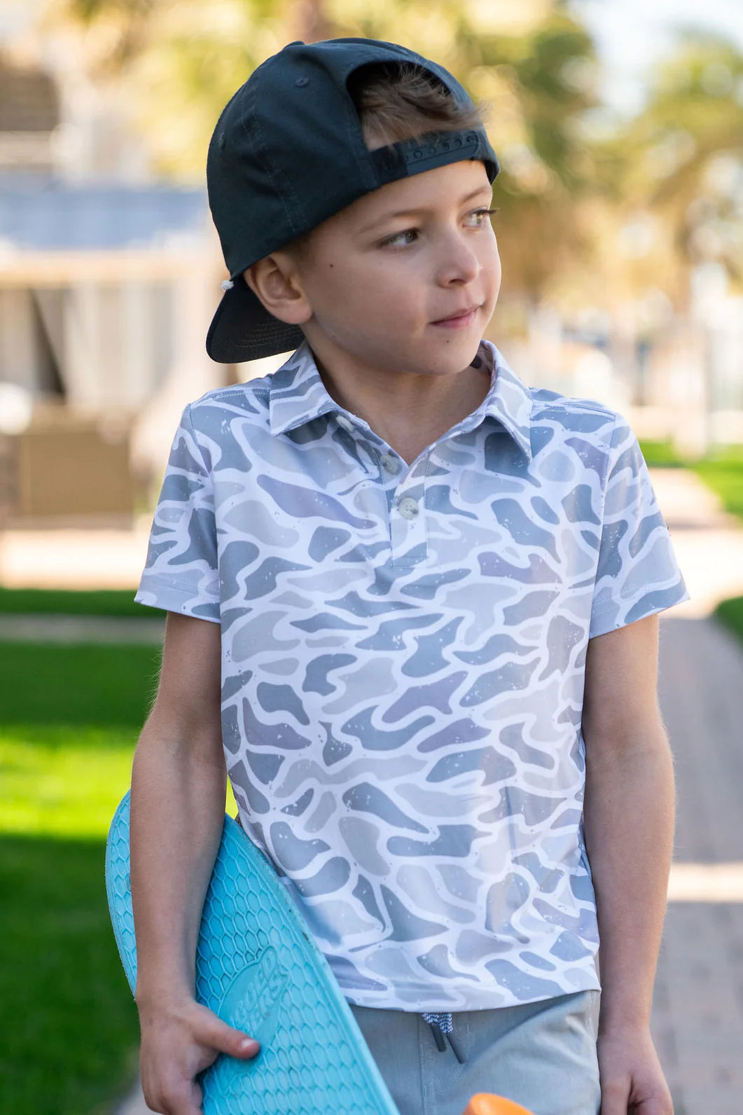 Youth Polo White Camo | Burlebo