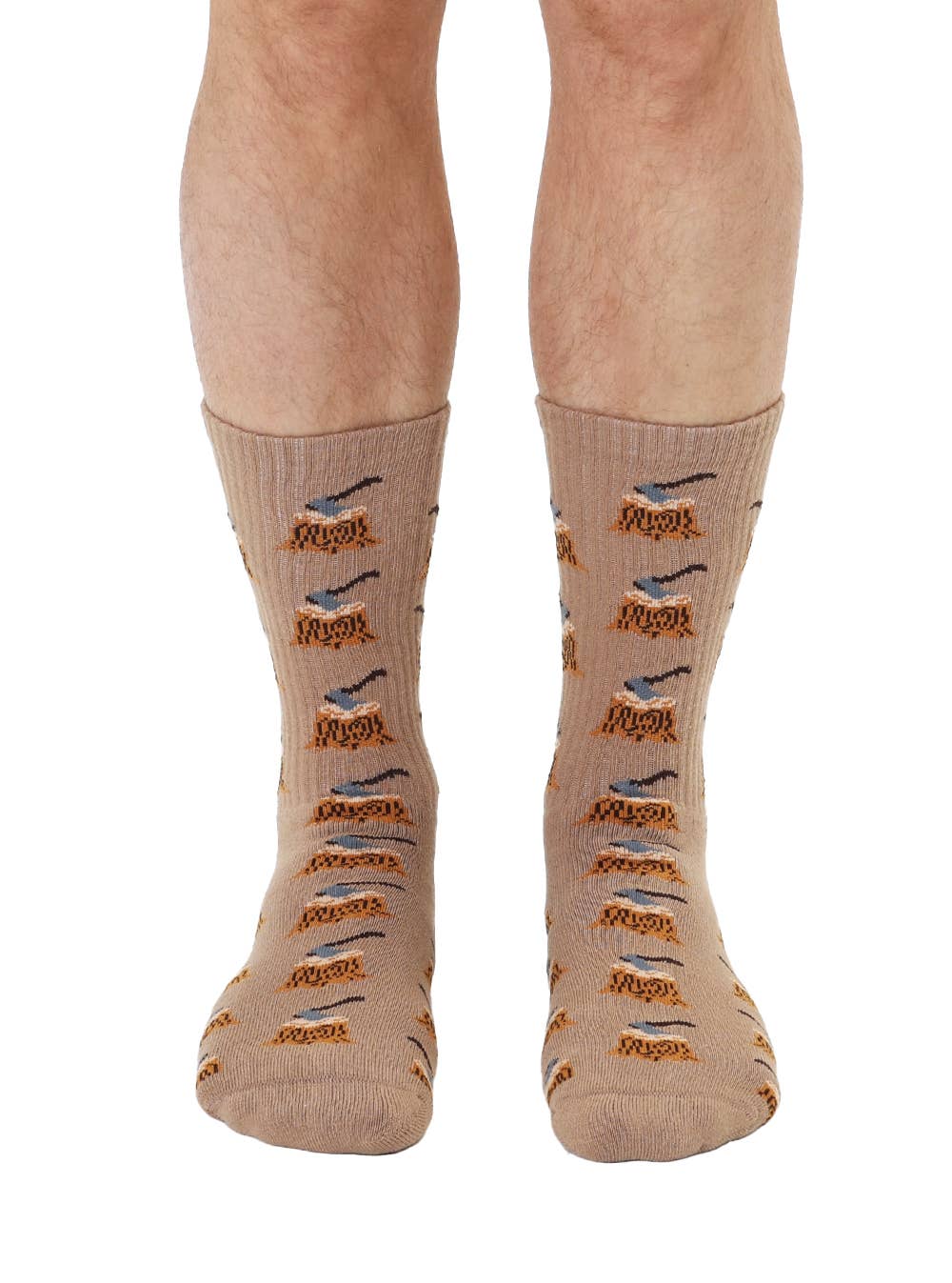 Classic Crew Socks - Men's Collection - Wood Axe - Brown | Living Royal
