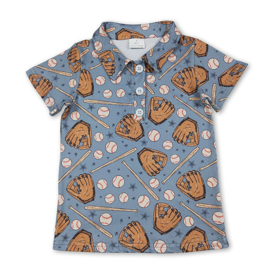 Youth Short Sleeves Baseball Print Polo shirt