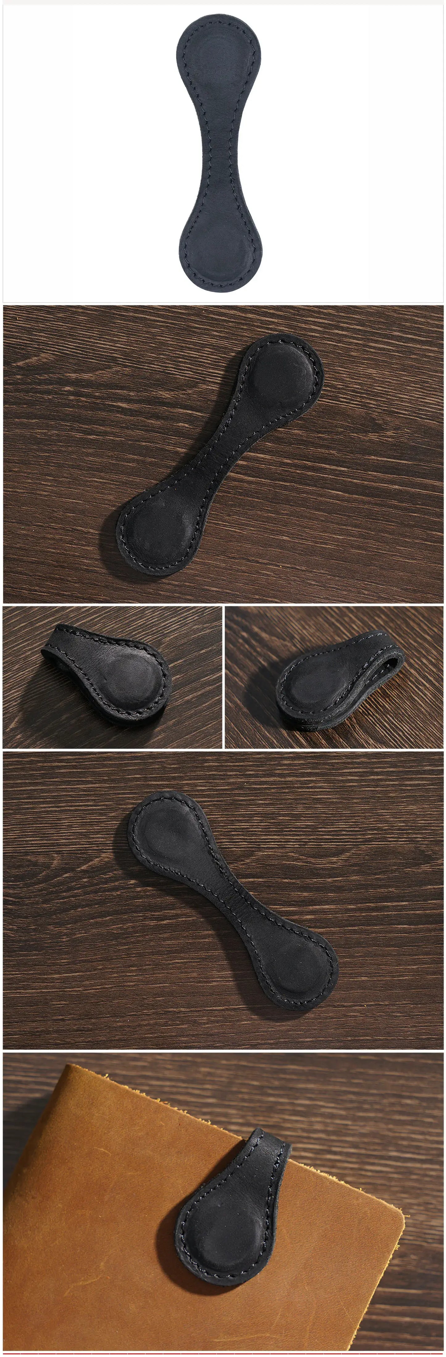 Leather Magnetic Bookmark, Handmade Leather Book mark: Blue