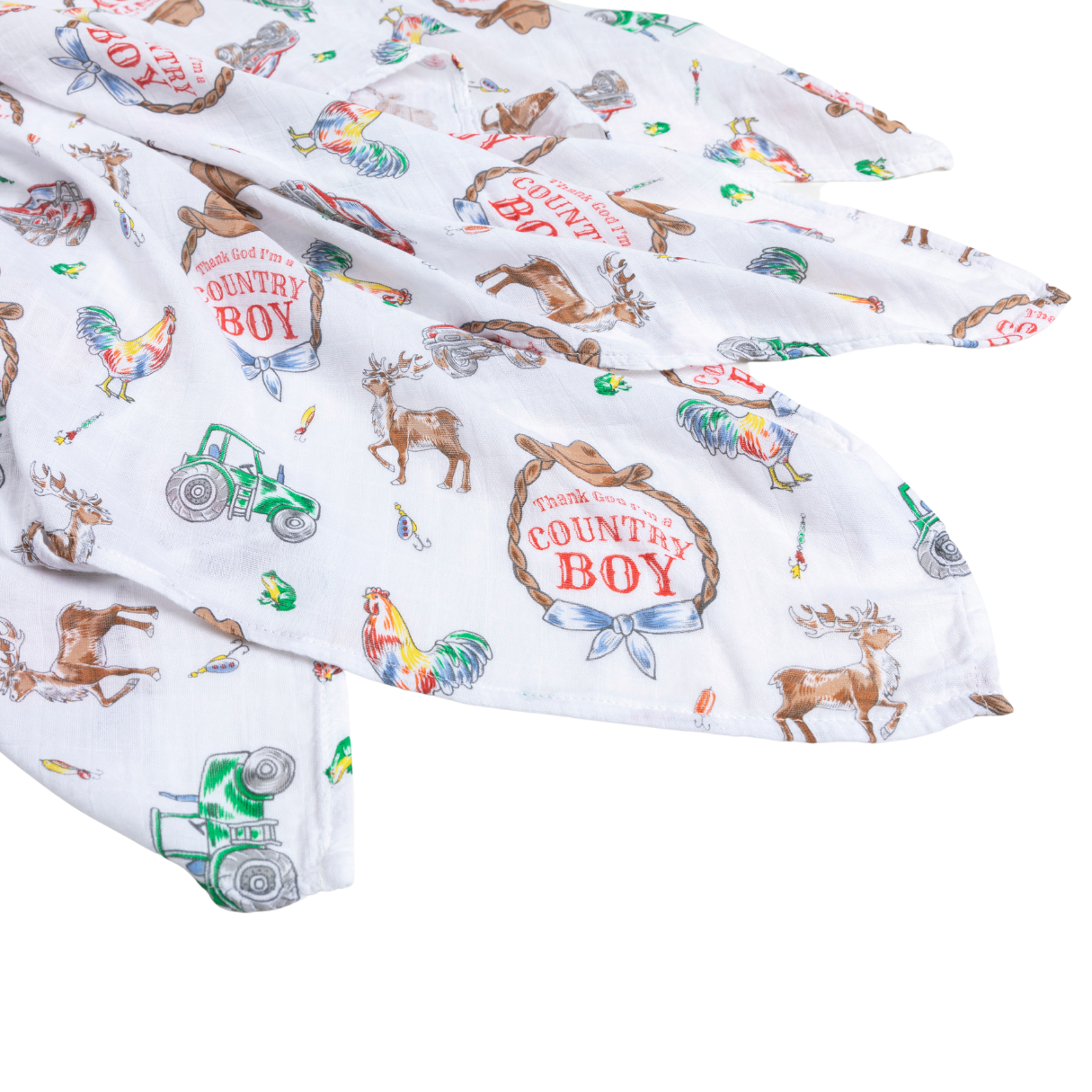 Country Boy Muslin Swaddle Receiving Blanket | Little Hometown