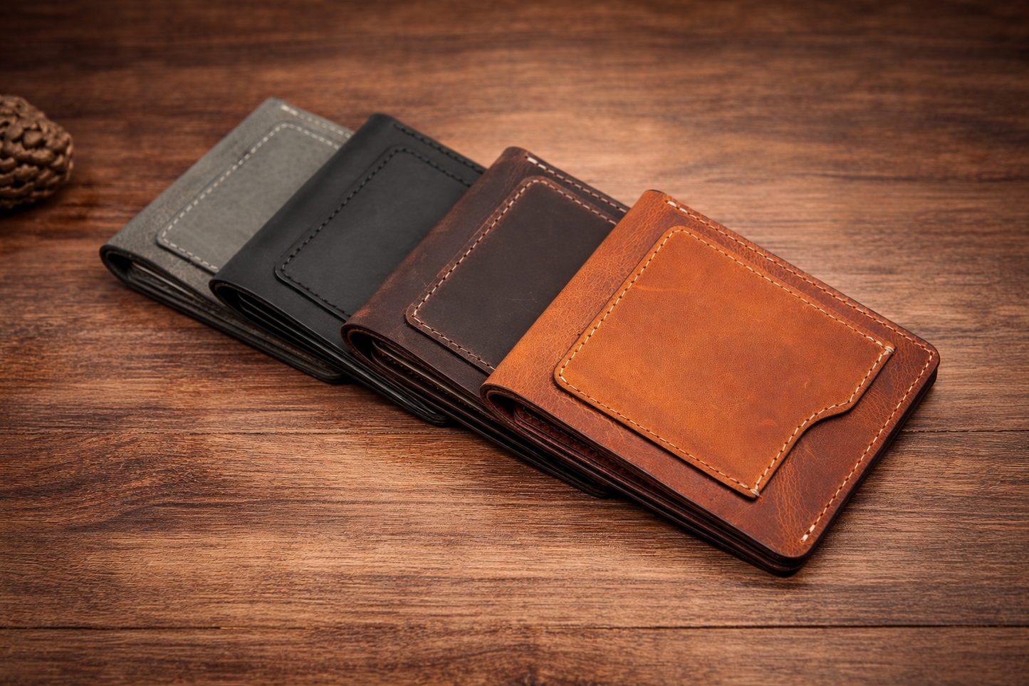 American Leather Goods - Men’s Full-Grain Crazy Leather Bifold Wallet Premium Leather