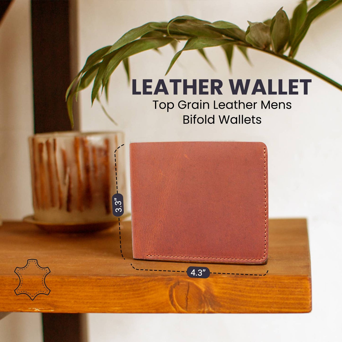 Genuine Leather Wallet w/Flap out ID Window in Brown | Leather Goods