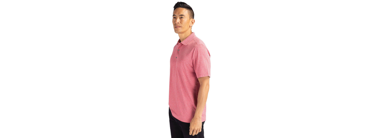 Cutter & Buck Forge Eco Heather Stripe Recycled Mens Polo: College Purple Heather / Large / MCK01303