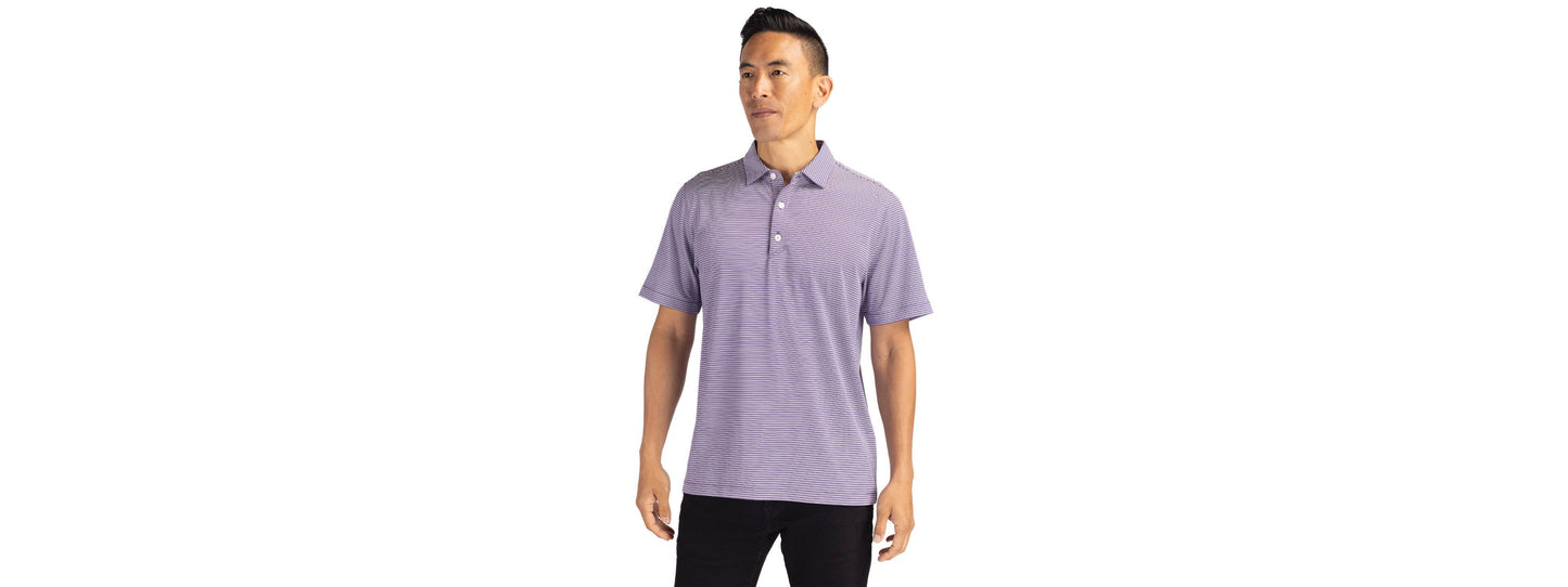 Cutter & Buck Forge Eco Double Stripe Recycled Mens Polo: College Purple/White / Large / MCK01302